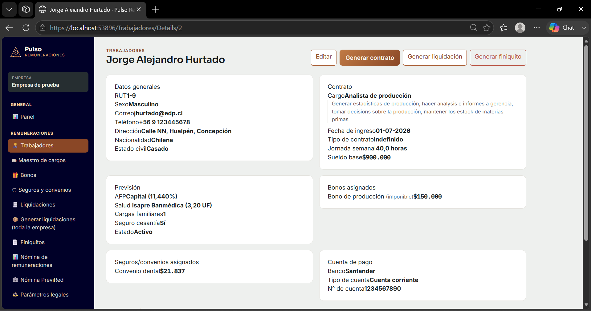 Ficha de un trabajador