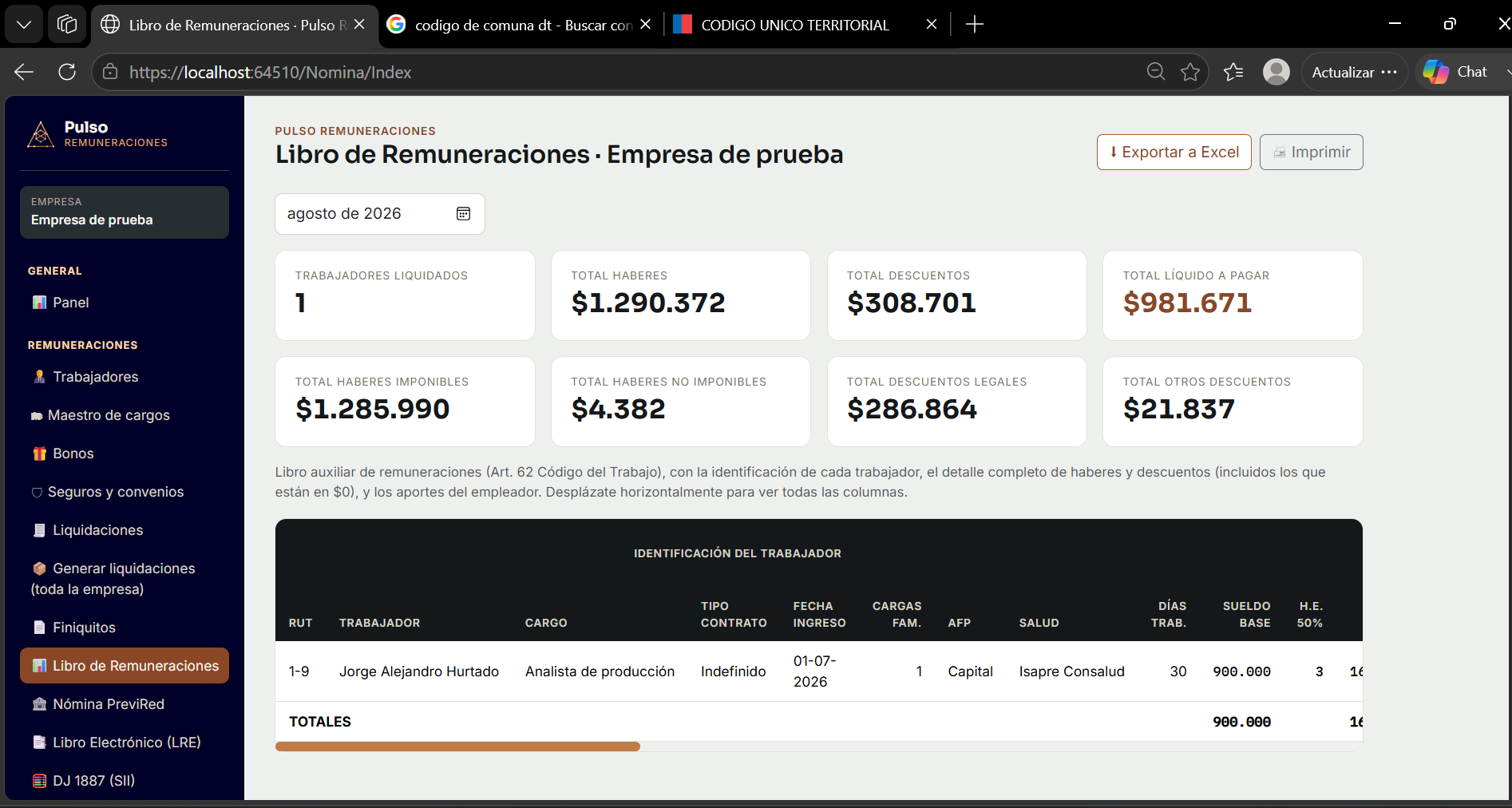 Libro de Remuneraciones
