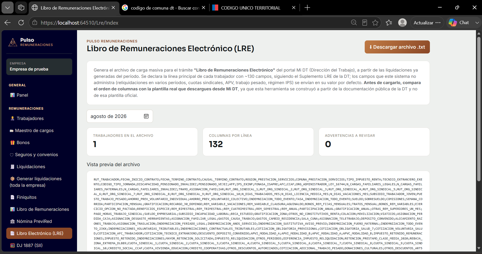 Libro de Remuneraciones Electrónico LRE